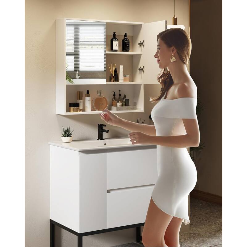 32''Bathroom Vanity with Single Sink - White