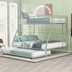 preview thumbnail 1 of 10, Industrial Modern Twin over Full Bed with Sturdy Steel Frame, Twin Trundle, Two-Side Ladders and Full-length Guardrails, White Silver