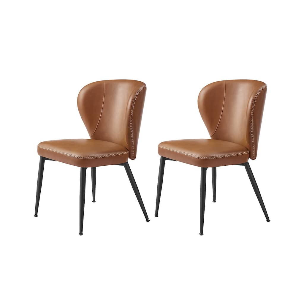 Modern Dining Chairs with Steel Frame and Synthetic Leather Padded Seat Perfect for Kitchen or Living Room