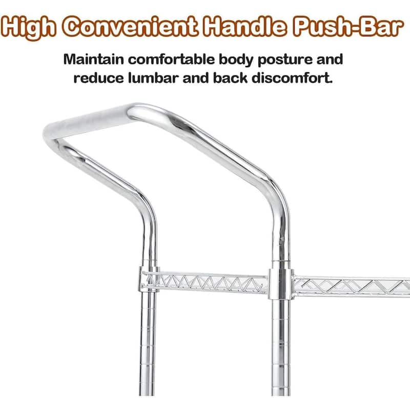3 or 2-Tier Commercial Grade Rolling Service Kitchen Cart for Home and Office Use with Handle - N/A
