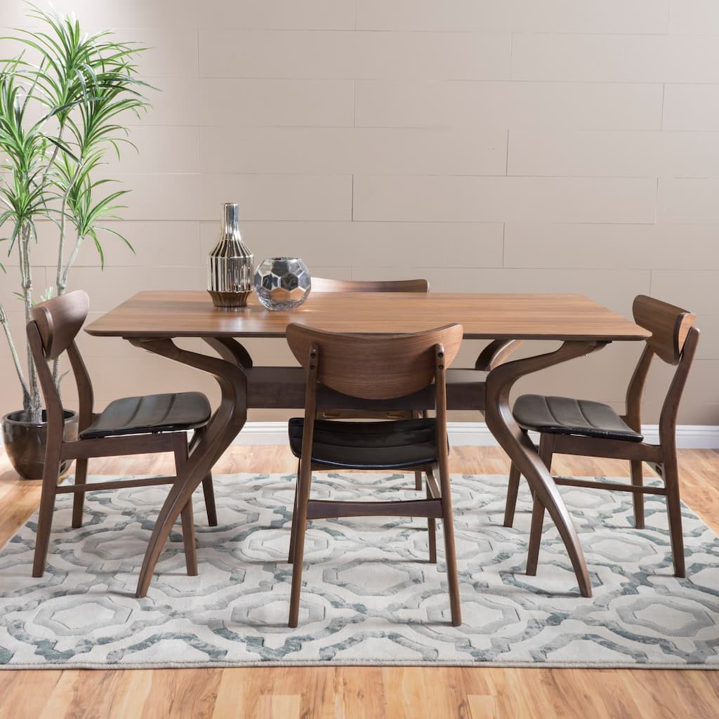 Anise 5-piece Wood Large Rectangular Dining Set with Curved Legs by Christopher Knight Home