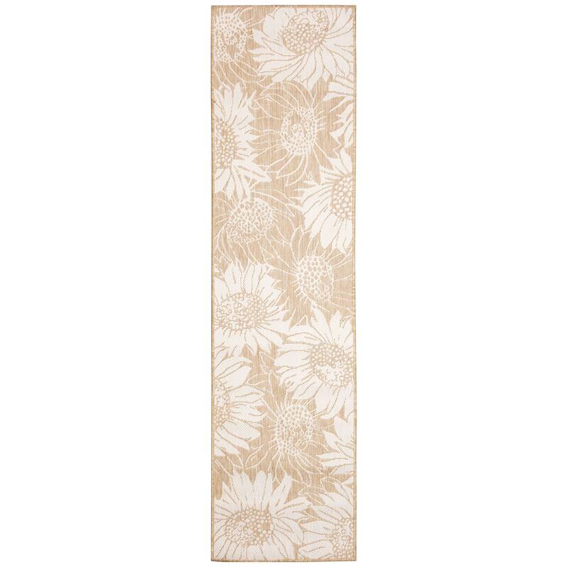 Liora Manne Carmel Sunflower Field Indoor/Outdoor Rug - 1'11" x 7'6" - Sand