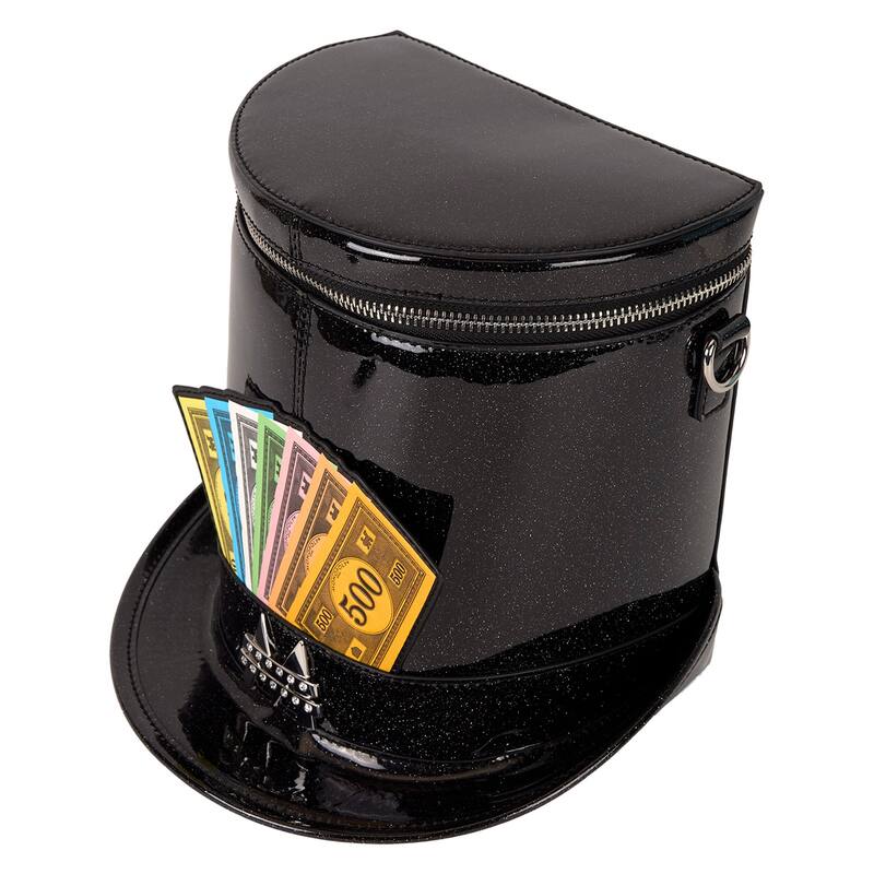 Monopoly 90th Anniversary Top Hat Glitter Figural Crossbody Bag