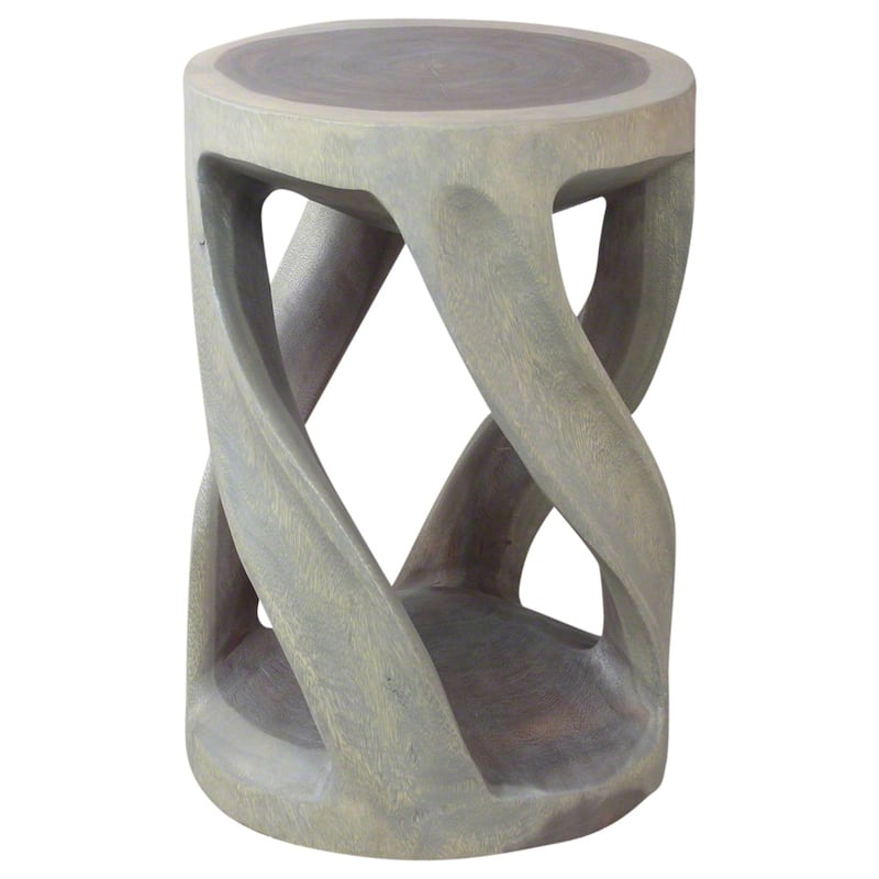 Haussmann® Round Wild Twisted Vine End Table 14 in D x 20 in H Grey Oil - 14" x 14" x 20"