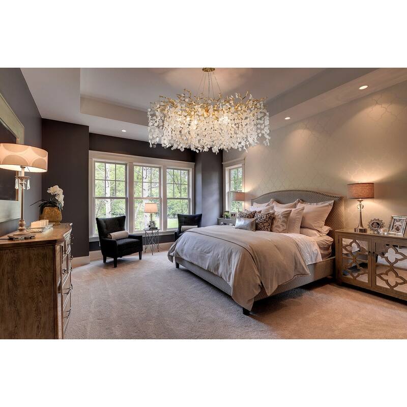 KAYLA 47.2" 18-Lights Gold Modern Tree Branch Chandelier, Luxury K9 Crystal Chandelier