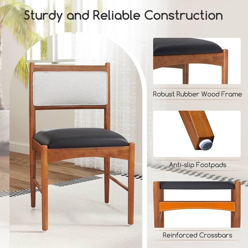 Gymax Wooden Dining Chair Set of 4 w/ Rubber Wood Frame Faux Leather