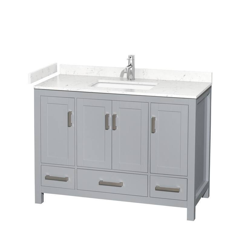 Wyndham Collection Sheffield 48" Single Bathroom Vanity, Carrara - Gray / Carrara Cultured Marble Top / Brushed