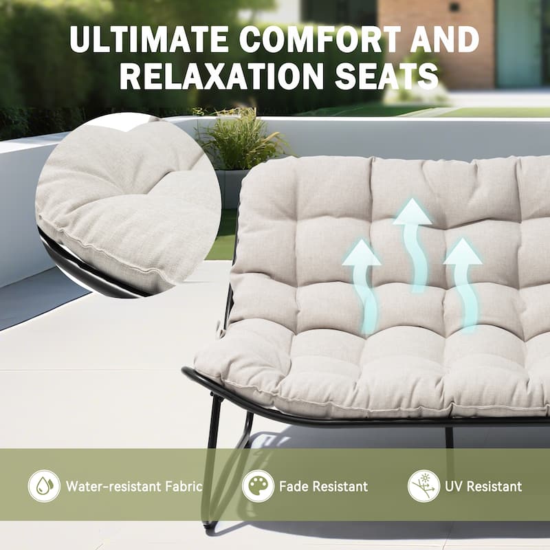 Double Papasan Chair Loveseat Conversation Cushioned Chair Seat for Indoor Outdoor
