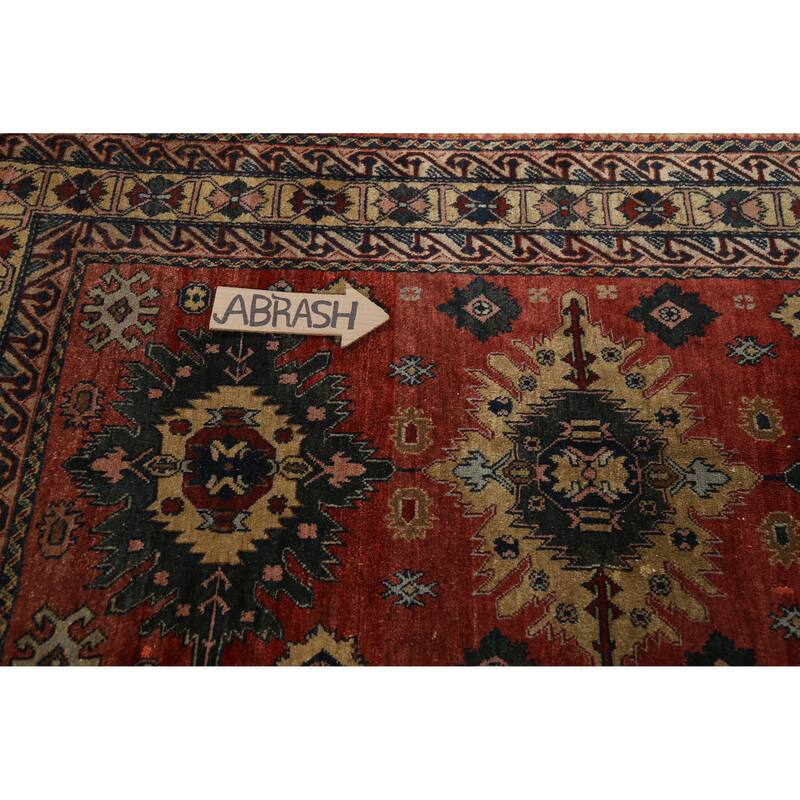 Hand Knotted Oriental 100% Wool Carpet Traditional Geometric Oranges & Rust Kazak Area Rug - 6' 0'' X 3' 10''