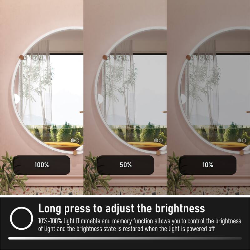 32" Wall Mounted Bathroom Round Framed Acrylic PMMA luminous LED Mirror With Memory Function - 32"Wx32"H