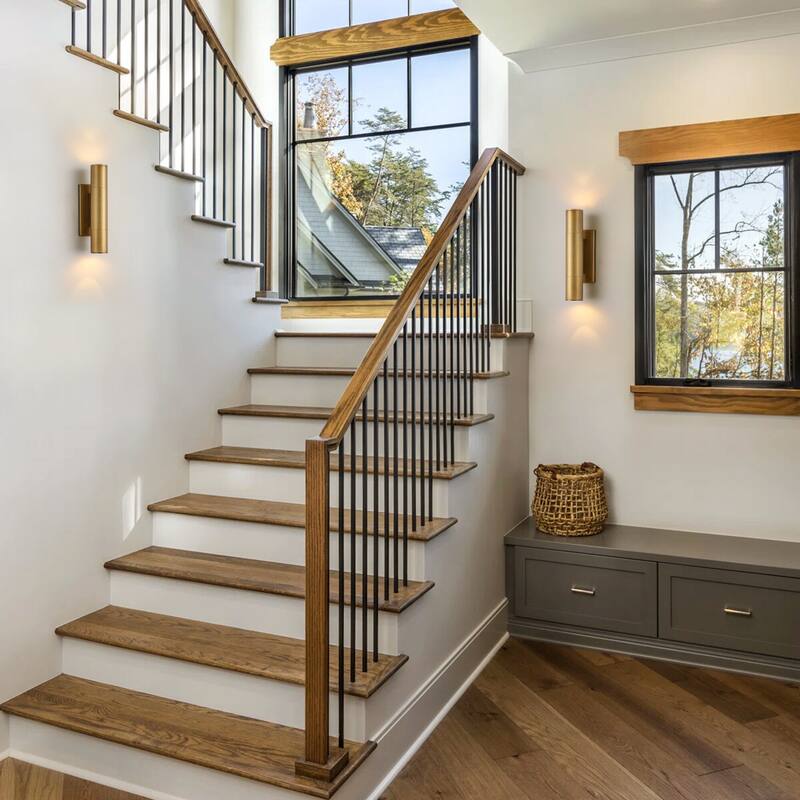 4.5" Modern Black/Gold Cylinder Integrated LED 3000K Up and Down Waterproof Outdoor Wall Armed Sconce