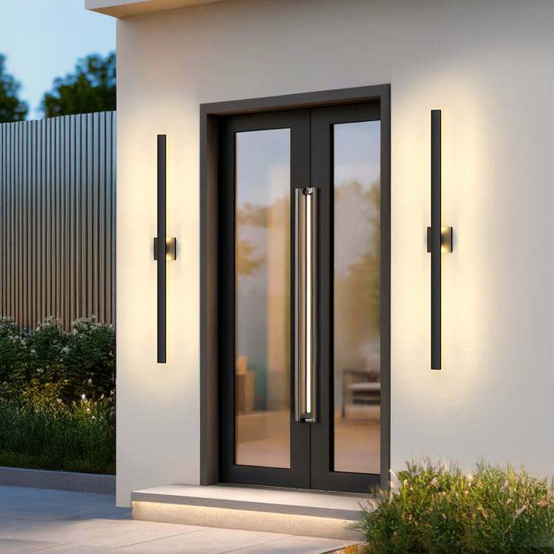 Black Aluminum LED Outdoor Wall Sconce Linear Wall Mounted Lights