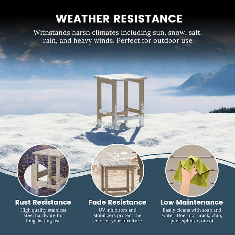 Polytrends Laguna Hdpe All Weather Outdoor Patio Square Side Table