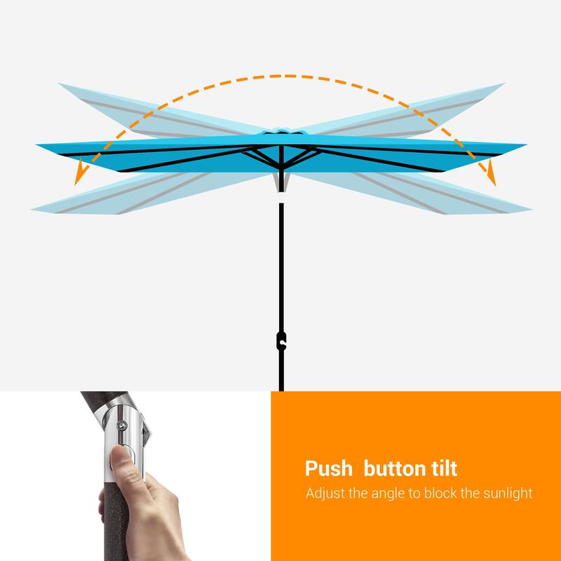 BONOSUKI Patio Rectangular Market Umbrella with Tilt and Crank