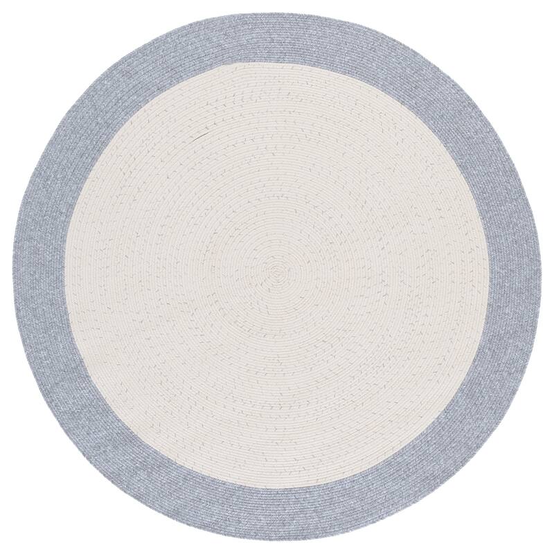 SAFAVIEH Handmade Braided Inese Washable Indoor/Outdoor Rug - Weather Resistant & Easy Cleaning - Ivory/Grey - 5' Round