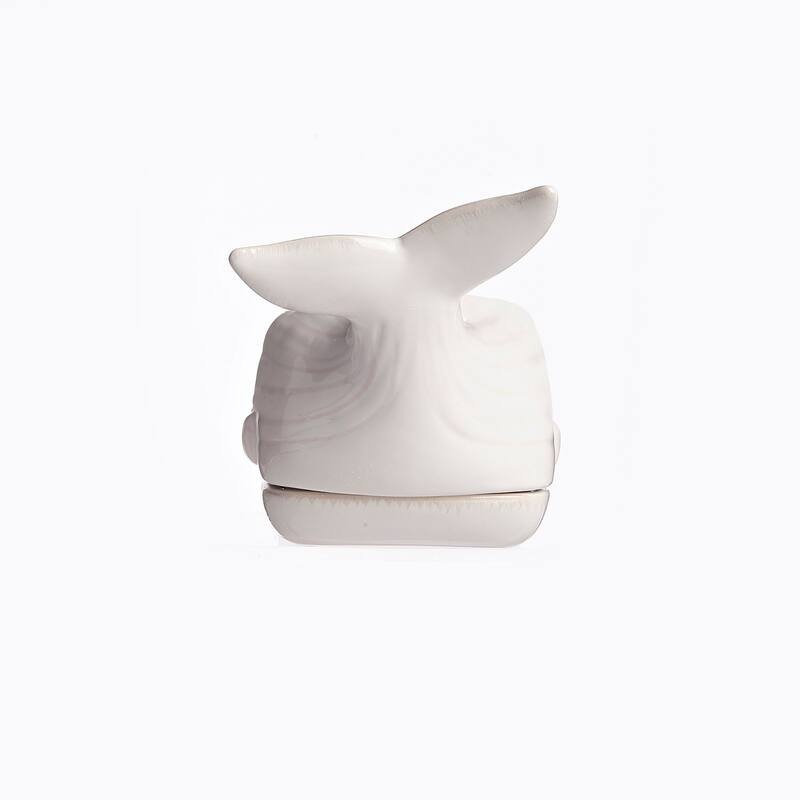 8.50" White Whale Butter Dish With Cover