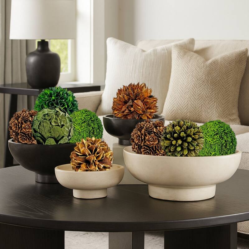 Handmade Preserved Topiary Balls, Set of 9 Decorative Floral Orbs - 4 inch - 4 inch