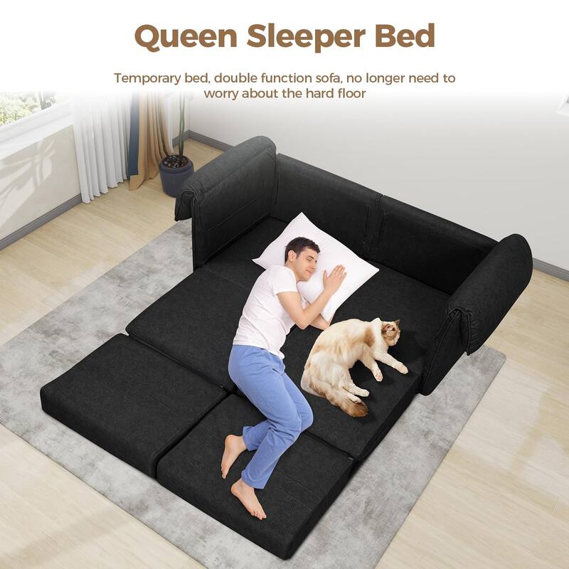 65" Loveseat Sleeper Sofa, Convertible Couch Bed Loveset Small Couchs for Living Room