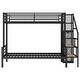 preview thumbnail 8 of 22, Stairway Twin over Full Size Bunk Bed with Open Wardrobe, Metal Bunk Bedframe with Storage Staircase and Guardrails