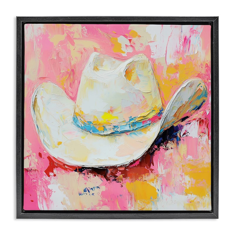 Stupell Painterly Brushed Cowgirl Hat Framed Floater Canvas Wall Art Design By Heidi Kuntz - 18 x 18 - Black