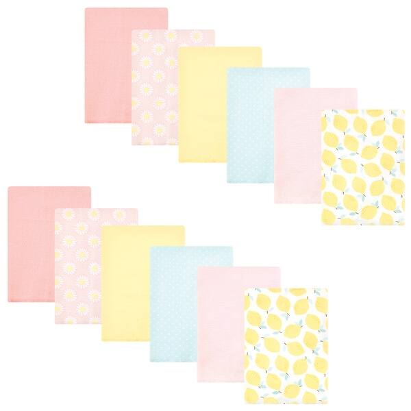 slide 1 of 1, Hudson Baby Infant Girl Cotton Flannel Burp Cloths Bundle, Lemon Daisy, One Size - Lemon Daisy - One Size One Size - Lemon Daisy