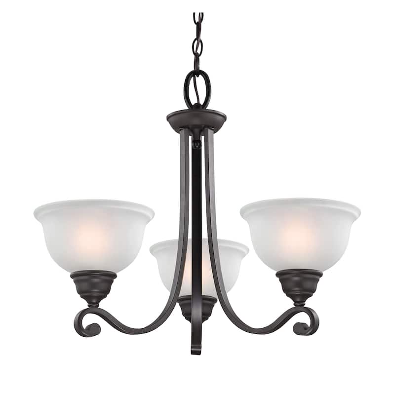 Hamilton 25-inch Wide 3-Light Chandelier in Brushed Nickel with White Glass - 25in W x 25in D x 21in H - Oil Rubbed Bronze