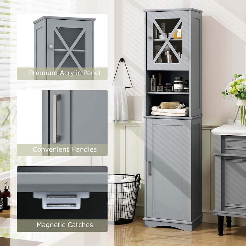 Costway 67" Tall Bathroom Cabinet Freestanding Storage Cabinet with 5 - See Details