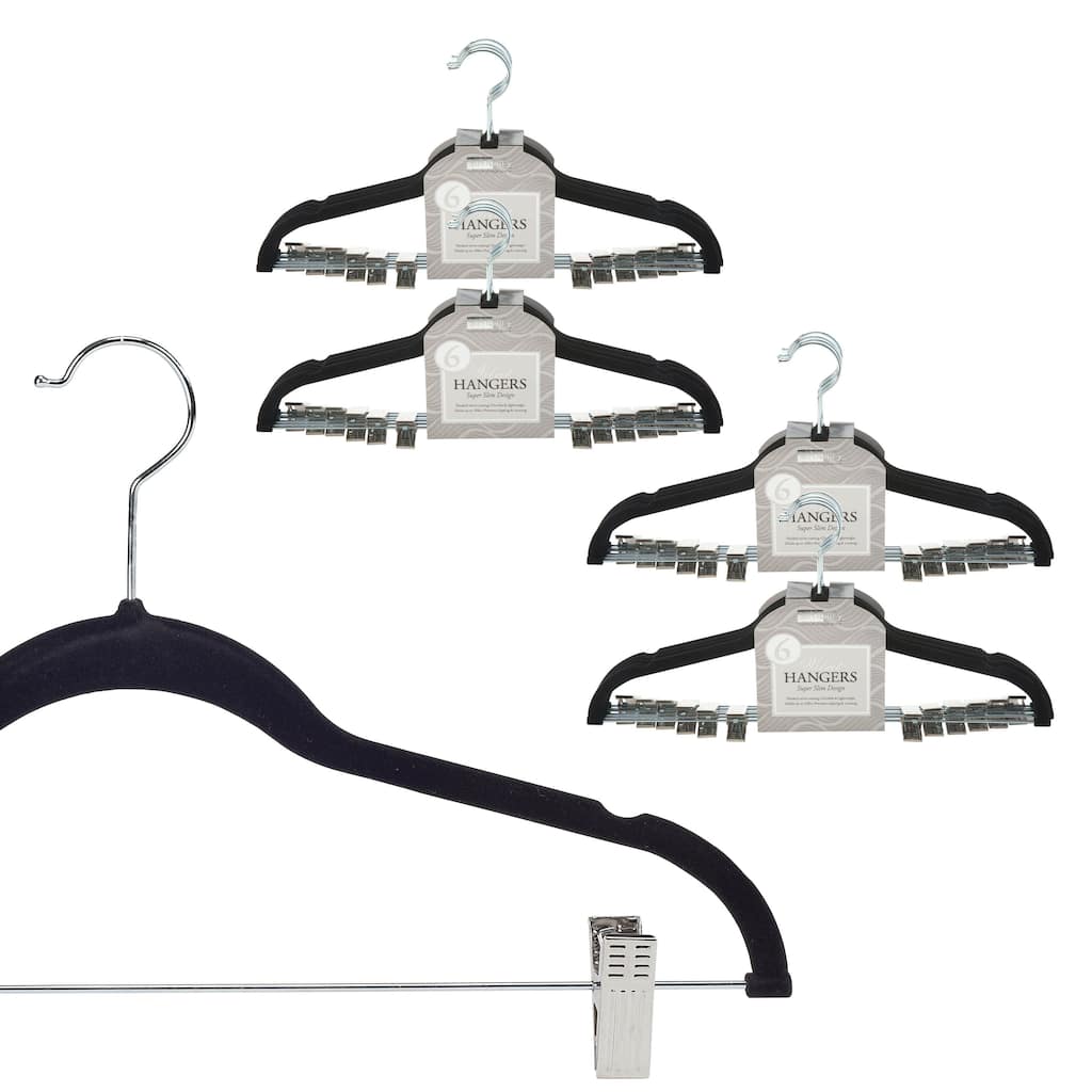 Simplify 24 Pack Velvet Hangers with Clips