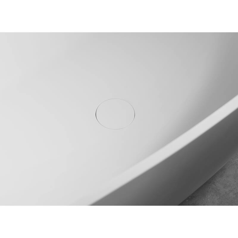 ALFI brand 59" White Oval Solid Surface Resin Soaking Bathtub