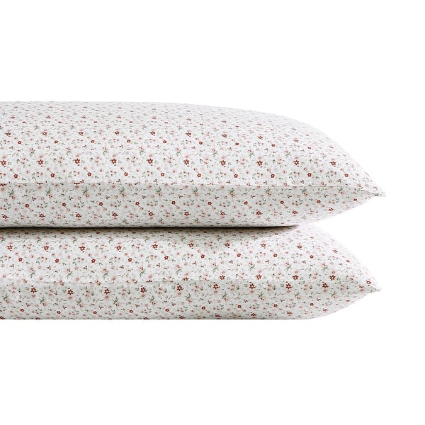Laura Ashley Soft & Silky Sateen Printed Cotton Sheet Set - Std Pillowcase Pair - Evie