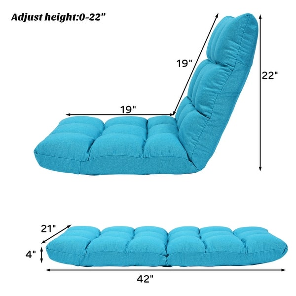dimension image slide 4 of 6, Costway Adjustable 14-Position Floor Chair Folding Lazy Gaming Sofa