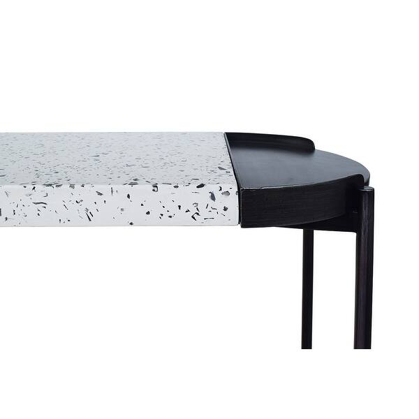Shop Modrest Gemini Modern White Terrazzo Concrete Black Metal Console Table On Sale Overstock 28425311