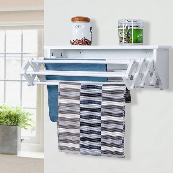 Shop Costway Wall Mounted Drying Rack Folding Clothes Towel