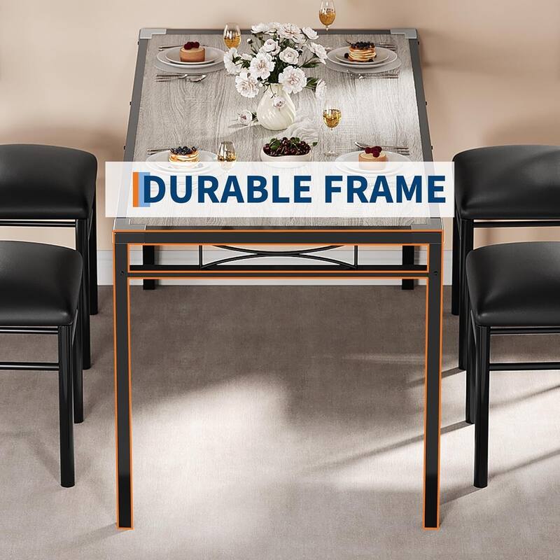 5-Piece Modern Space-Saving Dining Table Set for Small Space, Dining Room, Apartment