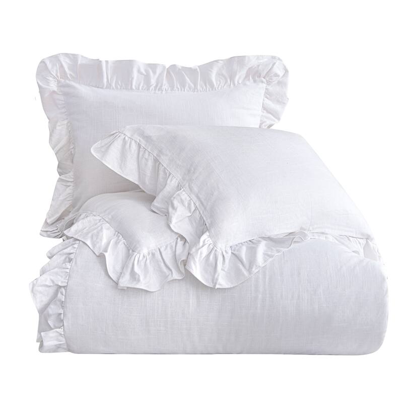 HiEnd Accents Lily Washed Linen Duvet Cover Set, 3PC