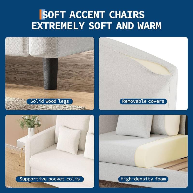 51" Sofa Accent Chair, Chenille Loveseat Reading Couch