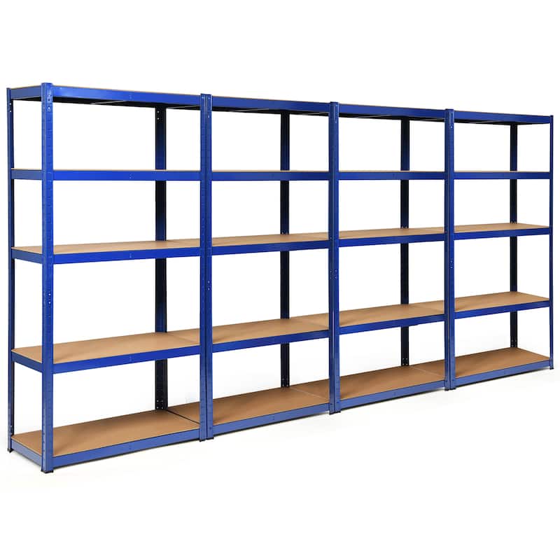Costway 4PCS 72'' Heavy Duty Storage Shelf Steel Metal Garage Rack 5 - Blue