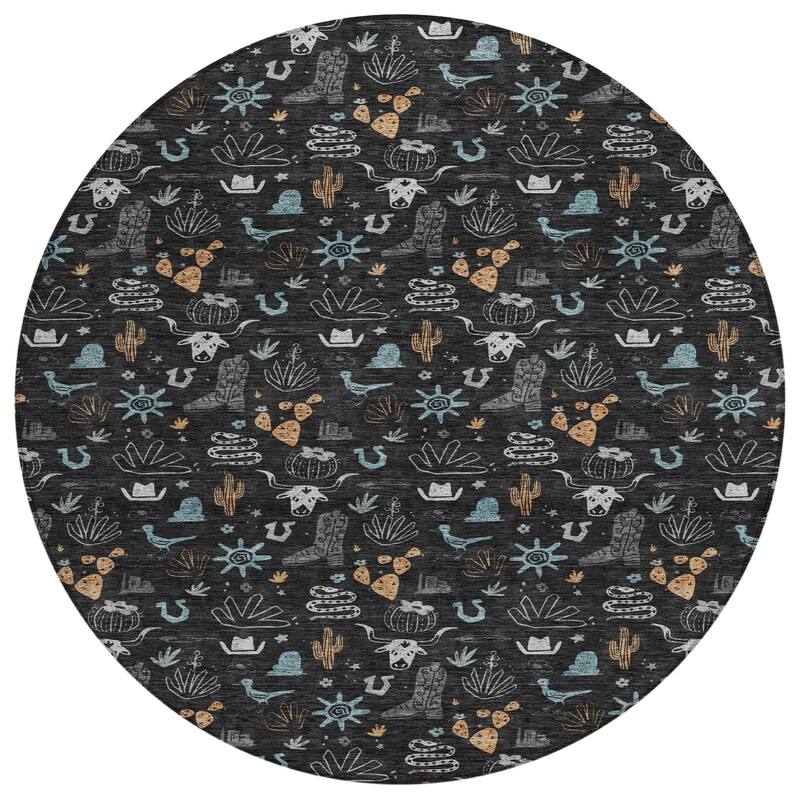 Machine Washable Indoor/ Outdoor Cowboy Ranch Chantille Rug