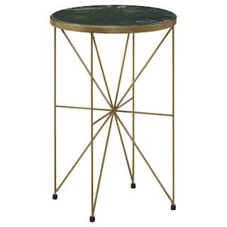 Eliska Round Green Marble Top Accent Side Table Green Marble and Gold