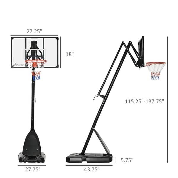 Soozier Portable Basketball Hoop, 9.6-11.5FT Screw Jack Height-Adjustable Basketball System