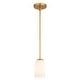 preview thumbnail 8 of 9, Shelby Gold Brass Transitional Mini Pendant Ceiling Light White Glass - 5.25-in W x 6.75-in H x 5.25-in D