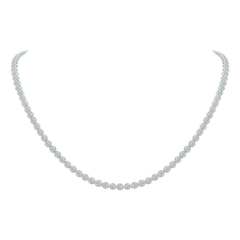 Marquee 10 Carat TW Round Lab Grown Diamond Bezel Set Necklace in 14K White Gold