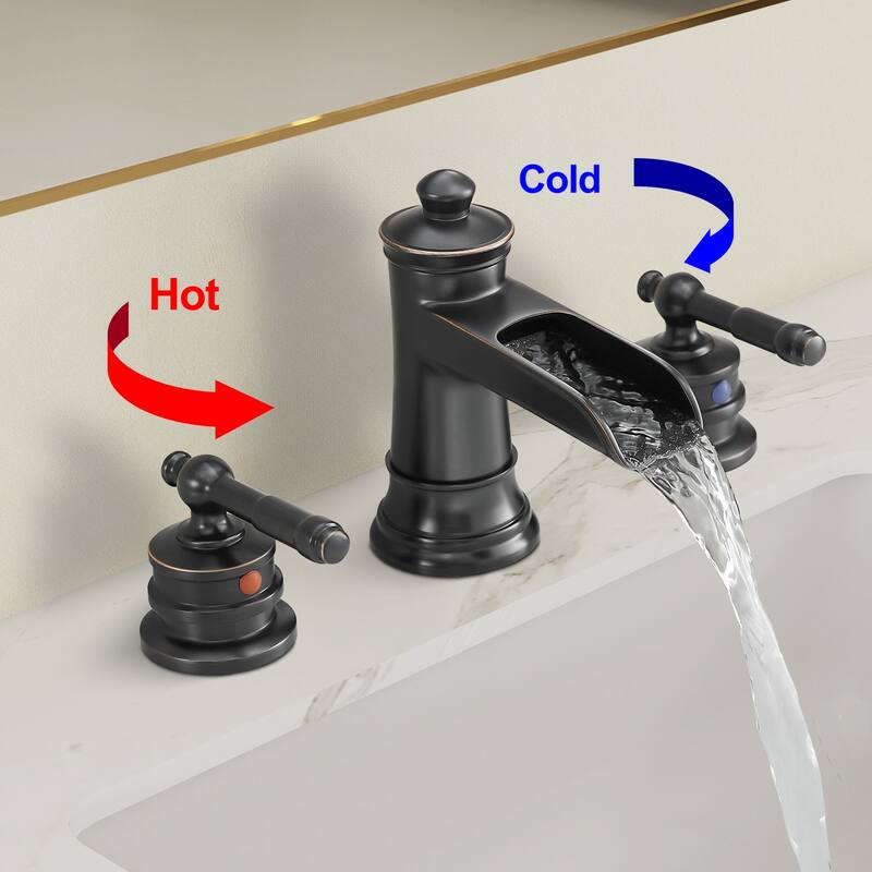 Topcraft Two Handle Waterfall Bathroom Faucet with Pop-Up Drainer