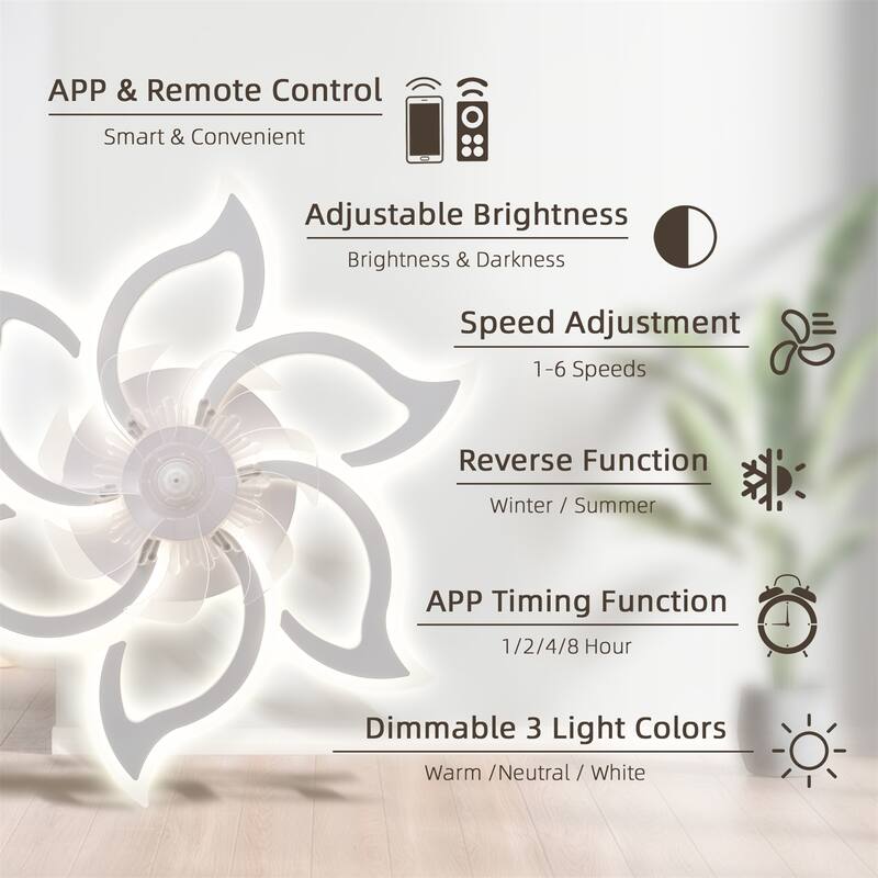 32.6" Ceiling Fan with Lights, Remote Control 3 Color Temperatures