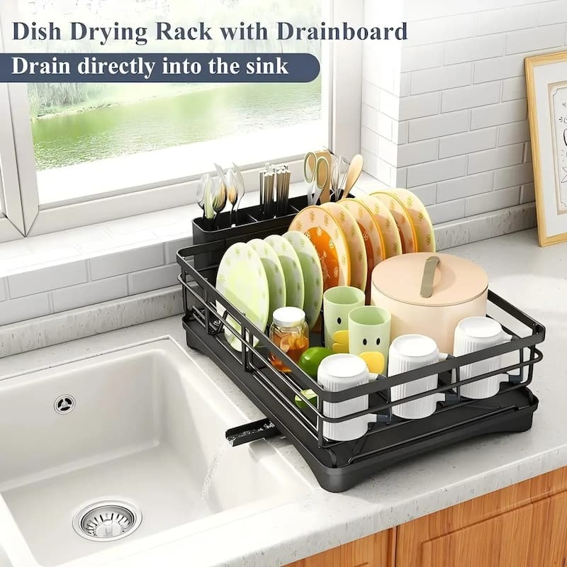 Stainless Steel Dish Rack for Sink, Dish Drying Rack with Drainboard