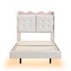 preview thumbnail 40 of 55, Upholstered Platform Bed Frame with LED Light Bar and USB