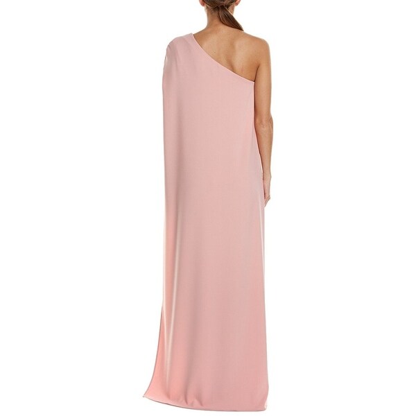 one shoulder gown with cape