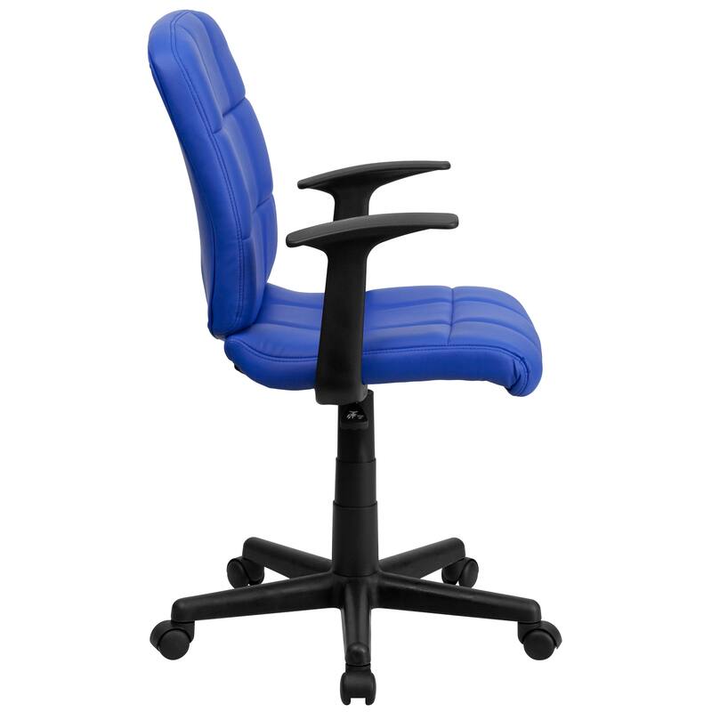 Mid-Back Quilted Vinyl Swivel Task Office Chair with Arms