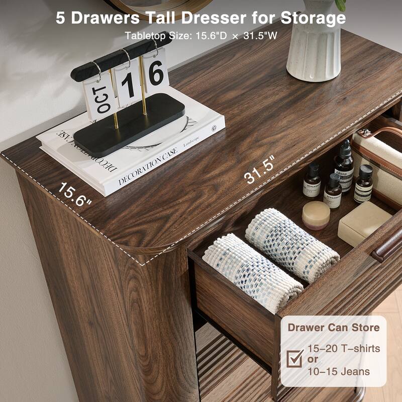 Fluted Curved Dresser with Drawers for Bedroom, Chest of Drawers Closet Storage Organizer