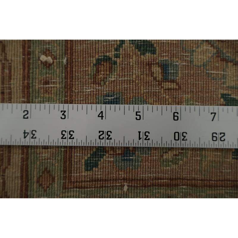 Hand Knotted Oriental 100% Wool Carpet Traditional Floral Green Kerman Area Rug - 19' 1'' X 11' 9''